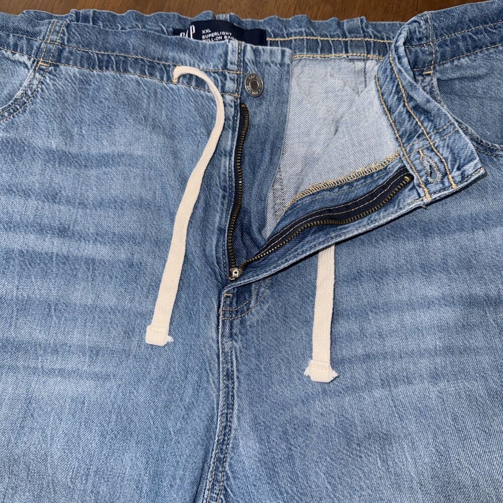 Gap Superlight Pull On Baggy Jeans Pants Light Wash Denim High Rise Wide Leg XXL - Picture 5 of 10